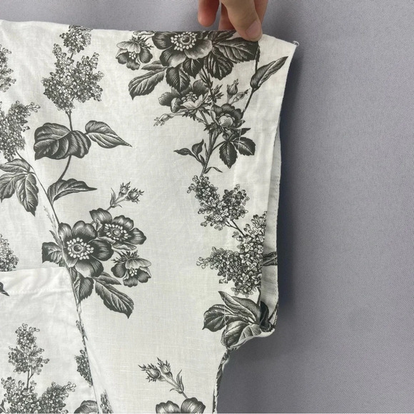 Liz Claiborne Linen Blend Floral Print Short Sleeve Boxy Top Raw Hem Size Large - Picture 10 of 10